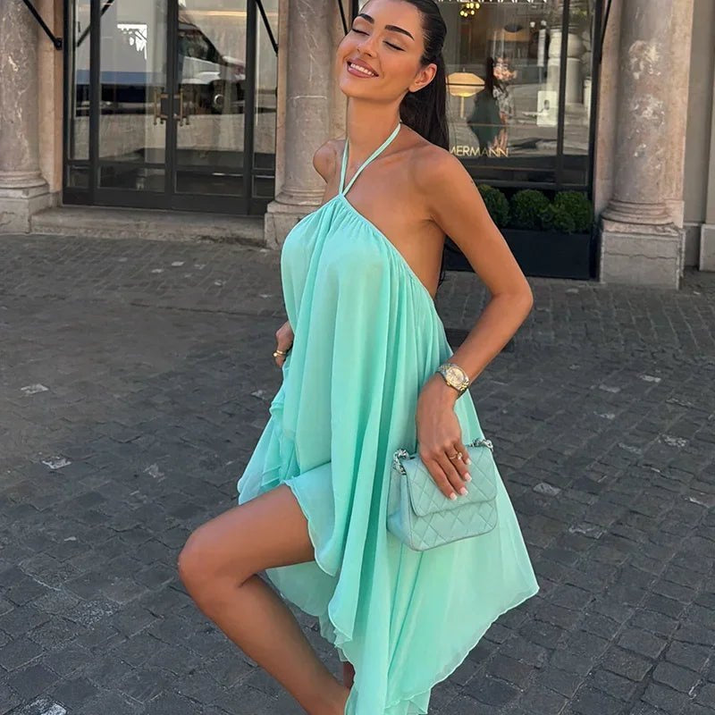 Sienna Flowy Halter Mini Dress | Amari Sydney