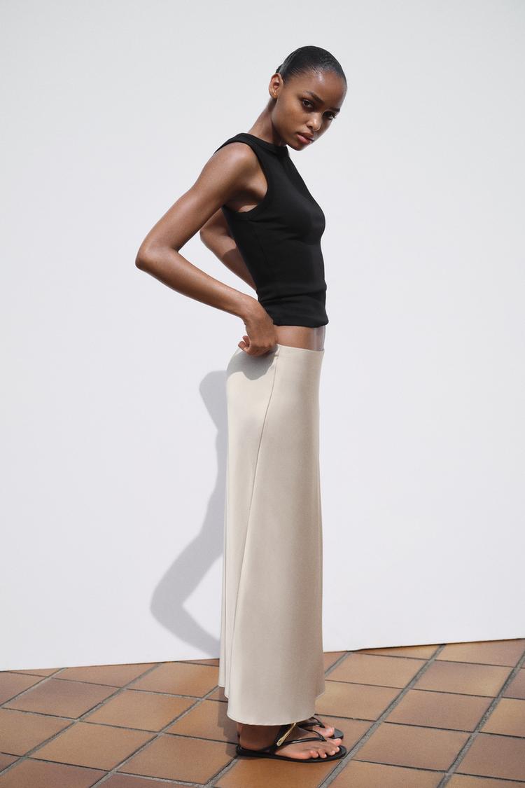 SATIN MIDI SKIRT