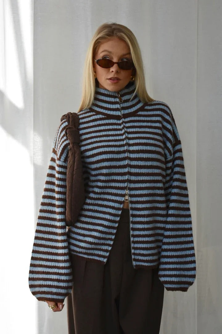 Women's Striped Fleece Pullover