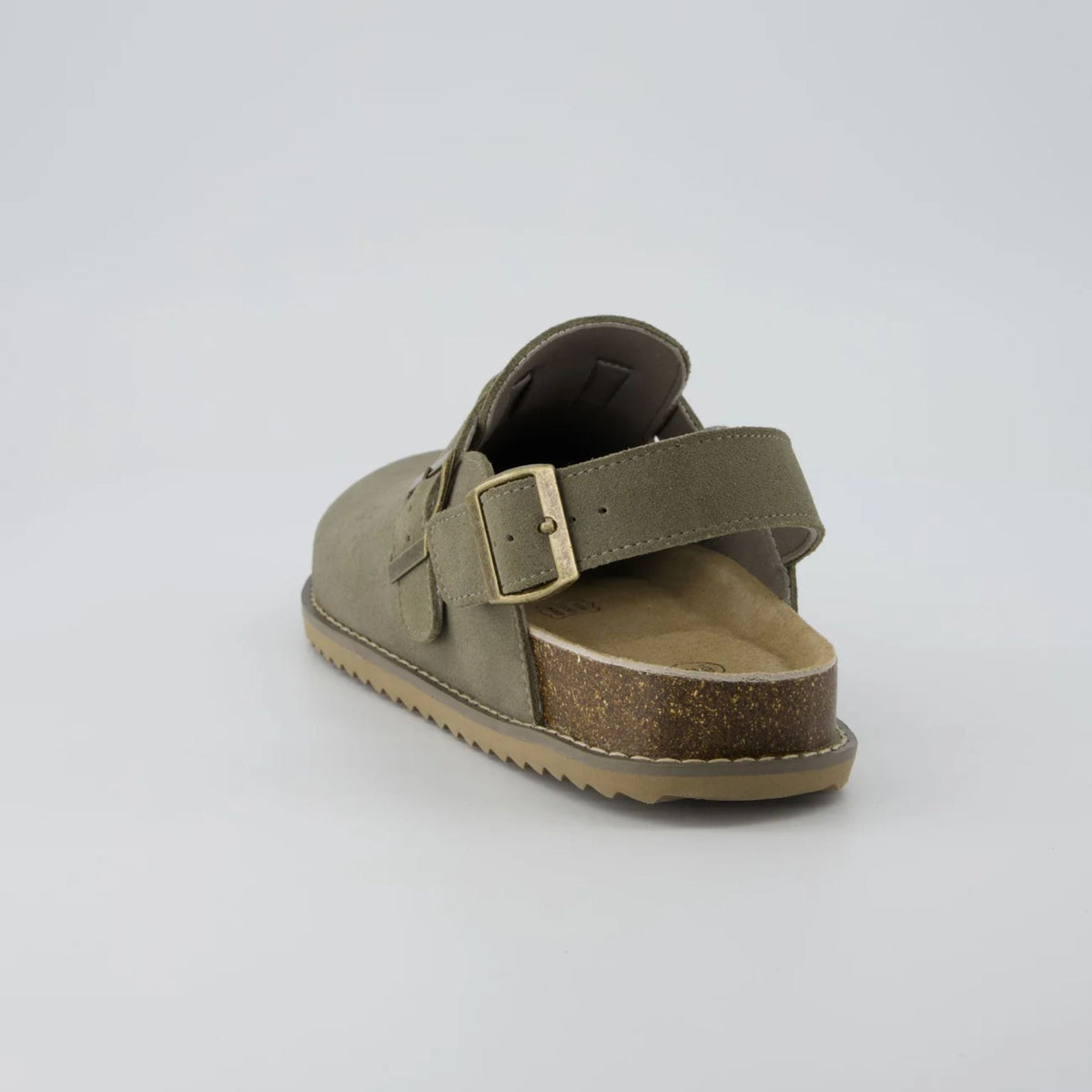 The Cabin Clogs in Moss - Heel Buckle Strap Detail | AMARI Sydney