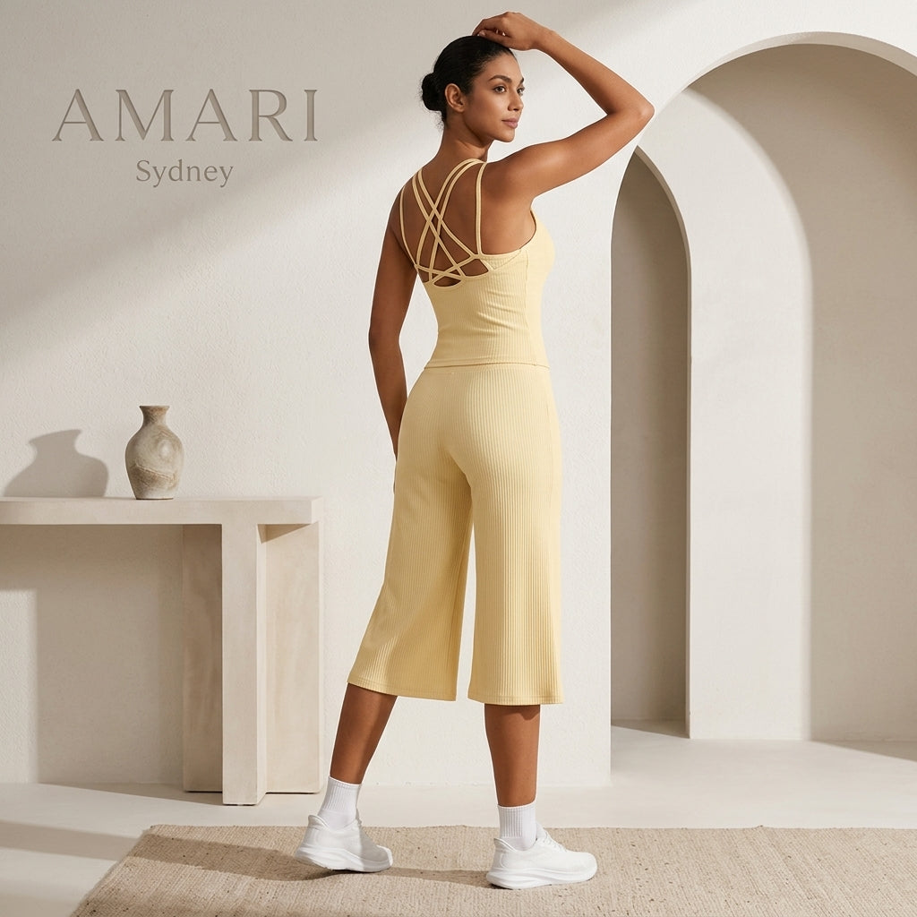 AMARI Luna Strappy Back Capri 2-Piece Set - Editorial Studio Look