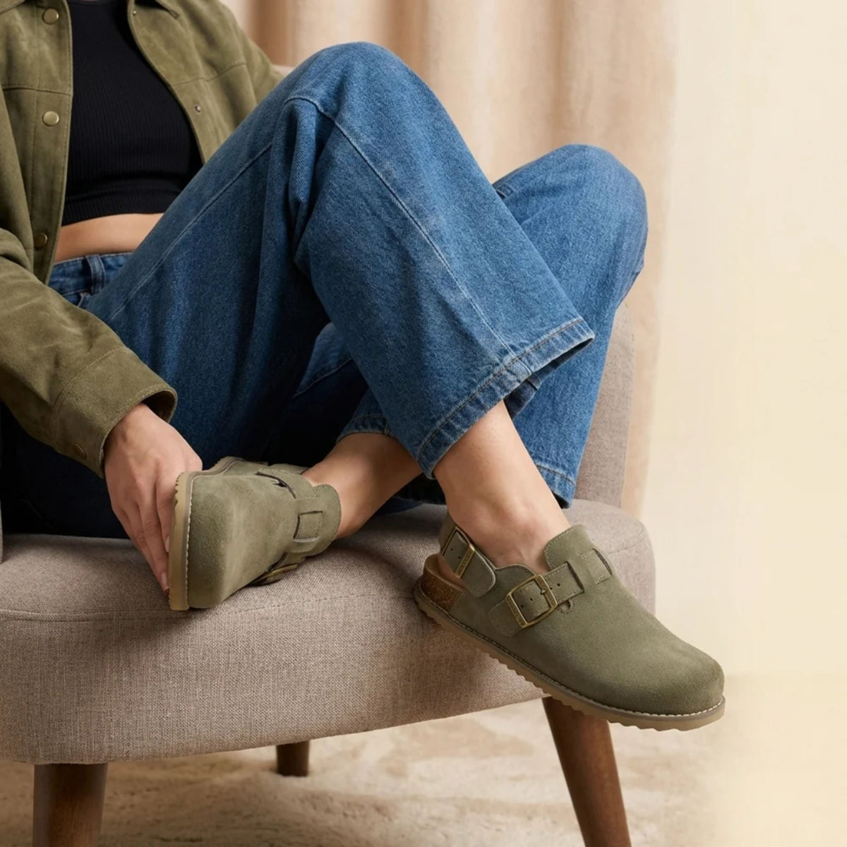 The Cabin Clogs in Moss - Casual Styling | AMARI Sydney
