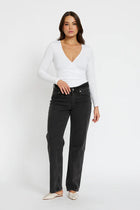Lainey Crossover Long Sleeve Top - White