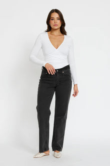 Lainey Crossover Long Sleeve Top - White