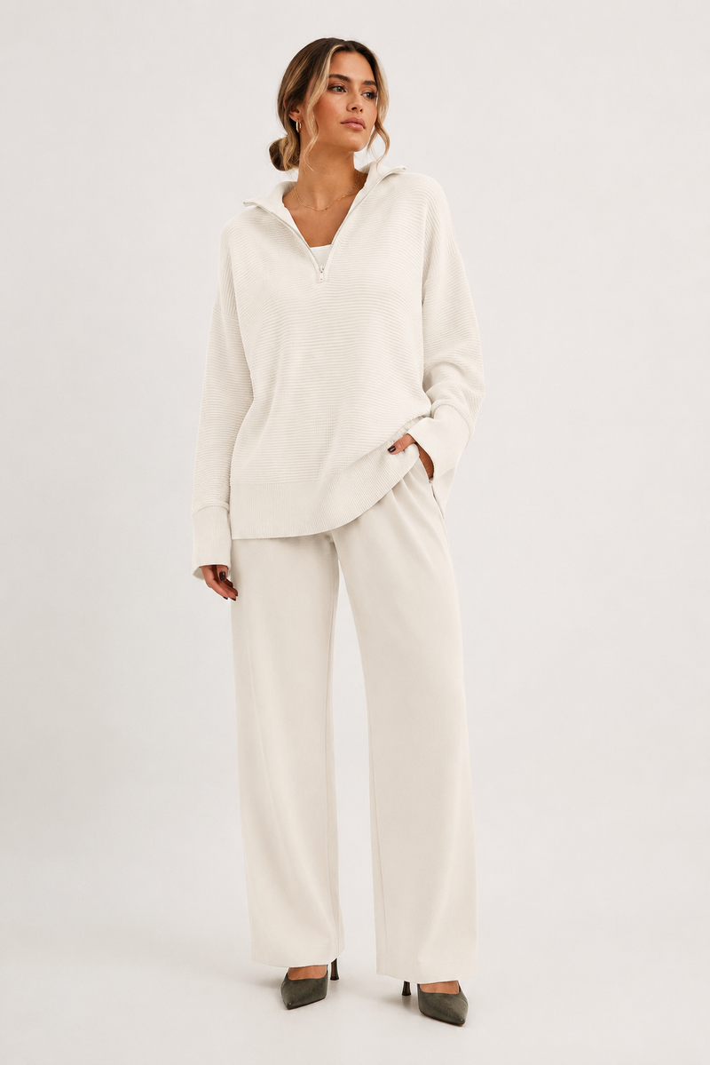 zipper Long Sleeve Knit Sweater