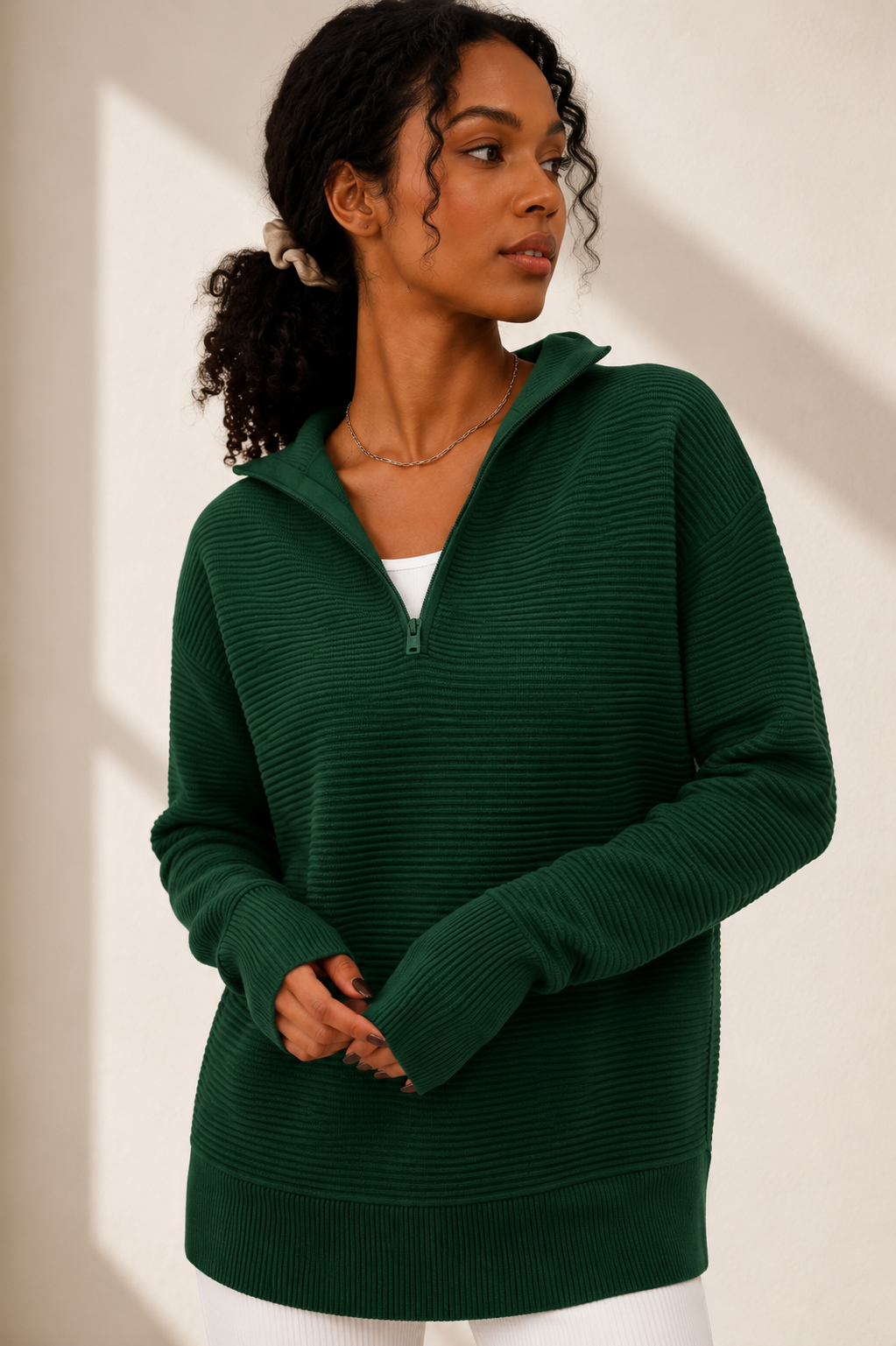 zipper Long Sleeve Knit Sweater