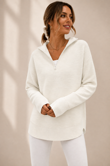 zipper Long Sleeve Knit Sweater
