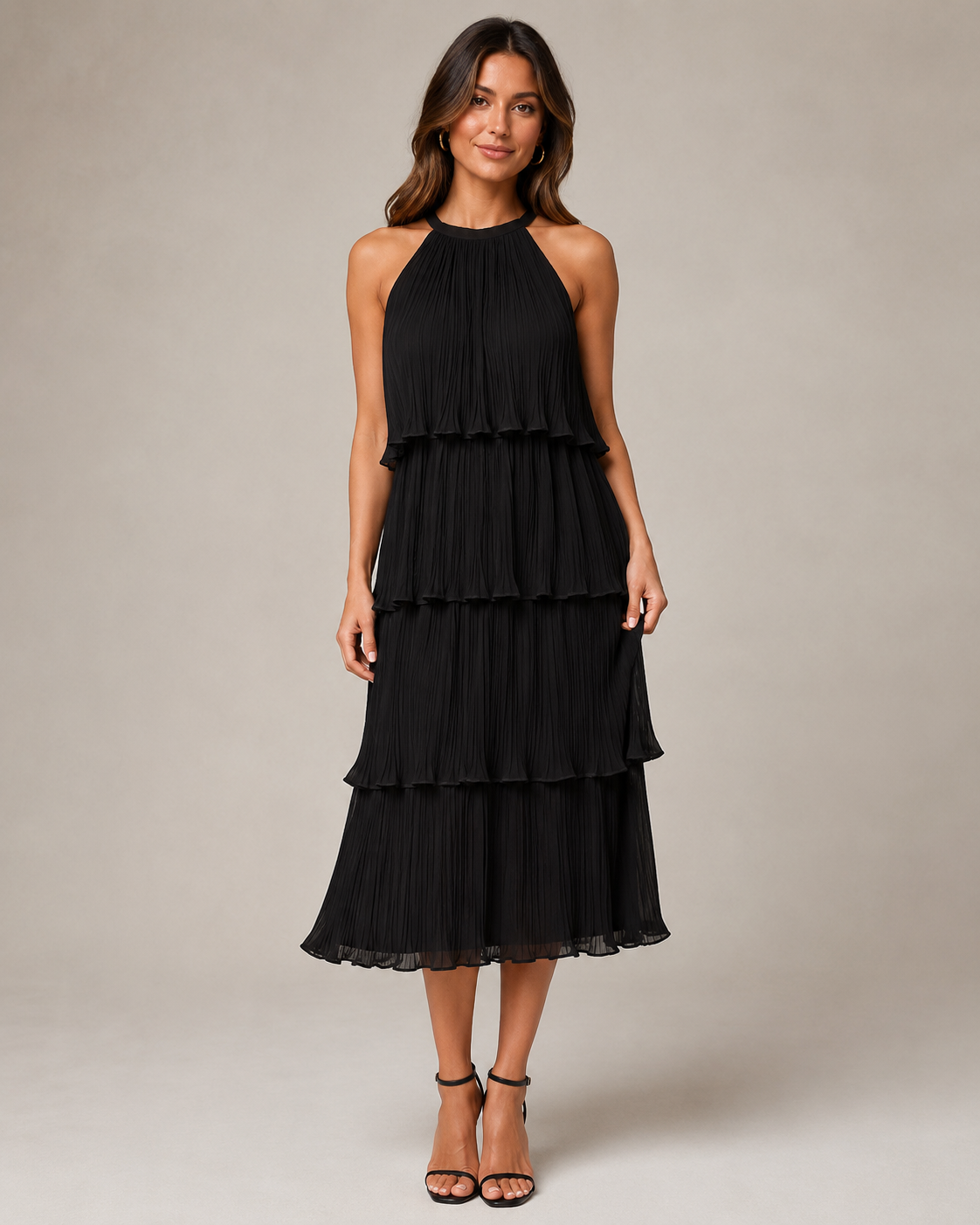 Isla Pleated Ruffle Dress