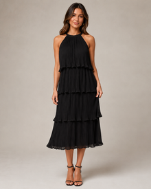 Isla Pleated Ruffle Dress