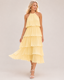 Isla Pleated Ruffle Dress