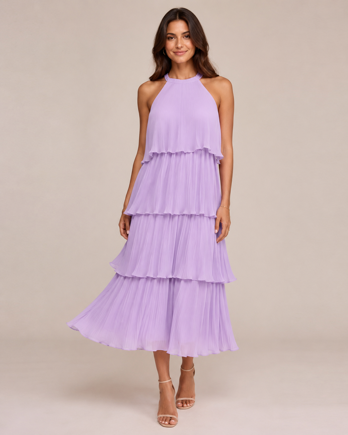 Isla Pleated Ruffle Dress