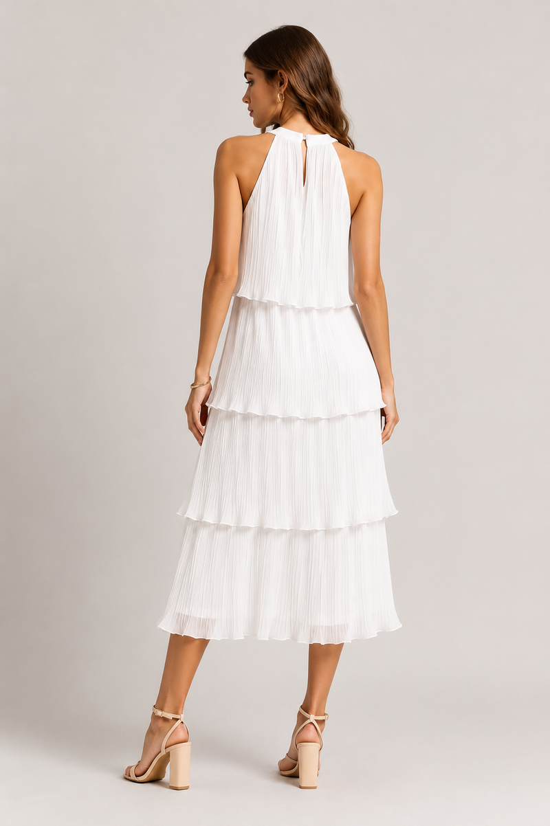 Isla Pleated Ruffle Dress