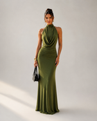 SERAPHINA DRAPED HALTER MAXI DRESS