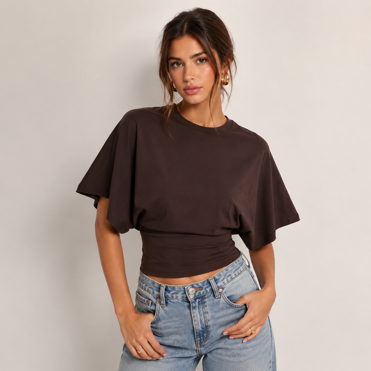 T-Shirt with Wide Sleeves and Icon Design