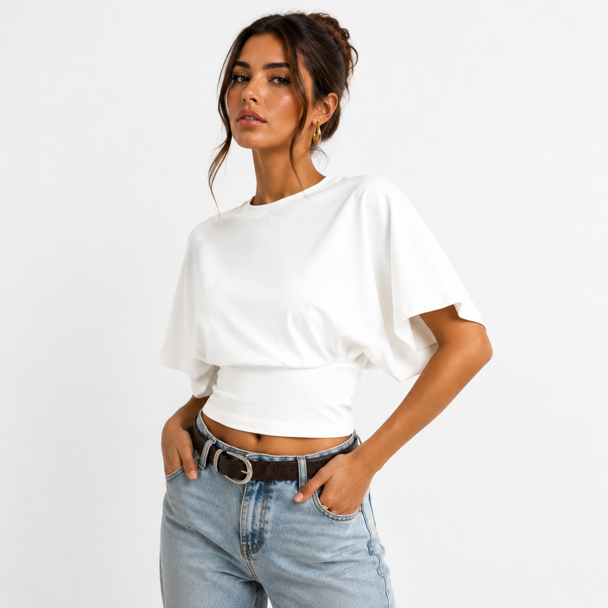 T-Shirt with Wide Sleeves and Icon Design
