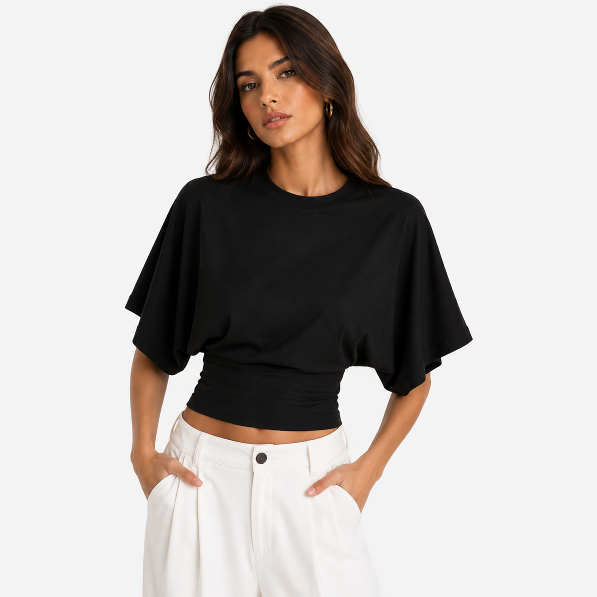 T-Shirt with Wide Sleeves and Icon Design