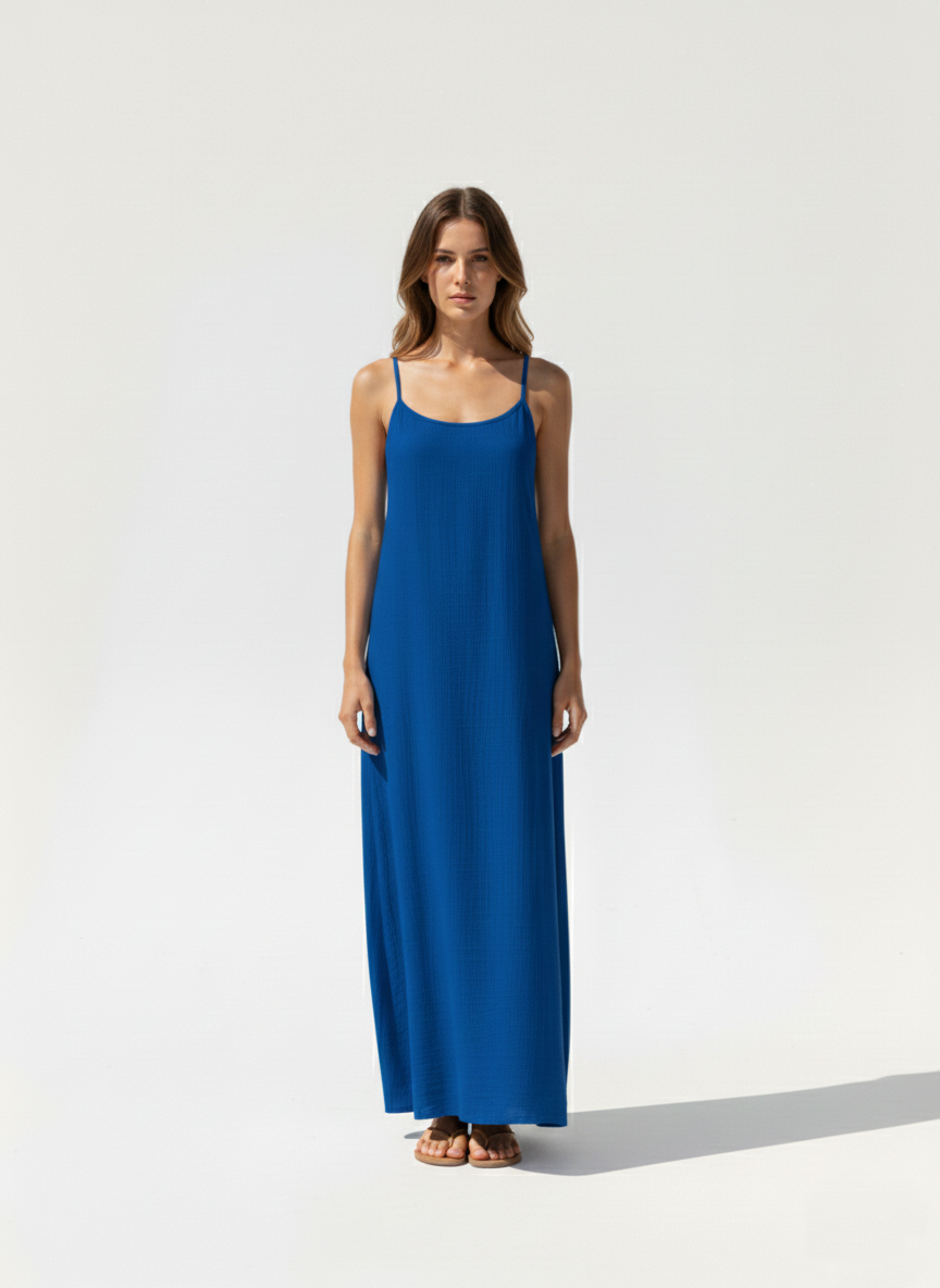 Essential Open-Back Slip Dress in Blue | AMARI Sydney