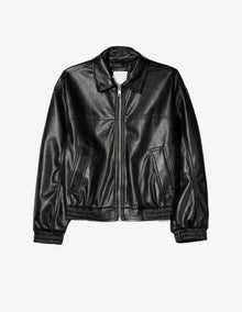 Leather Bomber Jacket - Black