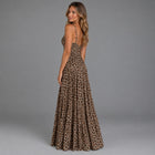AMARI Riviera Leopard Pleated Maxi Dress - Studio Back View | AMARI Sydney