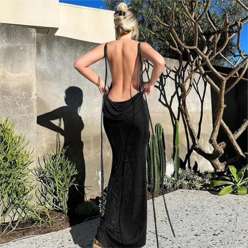 Women's Elegant Ruched Maxi Dress