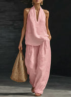 Boho Halter Neck Two Piece Set - Pink