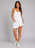 Cotton Athleisure Romper Dress - White Front