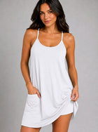 Cotton Athleisure Romper Dress - White Closeup