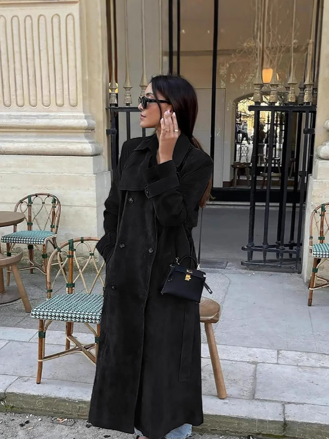 Women's Leopard Print Long Trench Coat