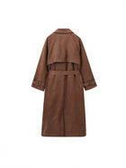 Women's Leopard Print Long Trench Coat