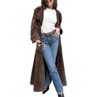 Women's Leopard Print Long Trench Coat