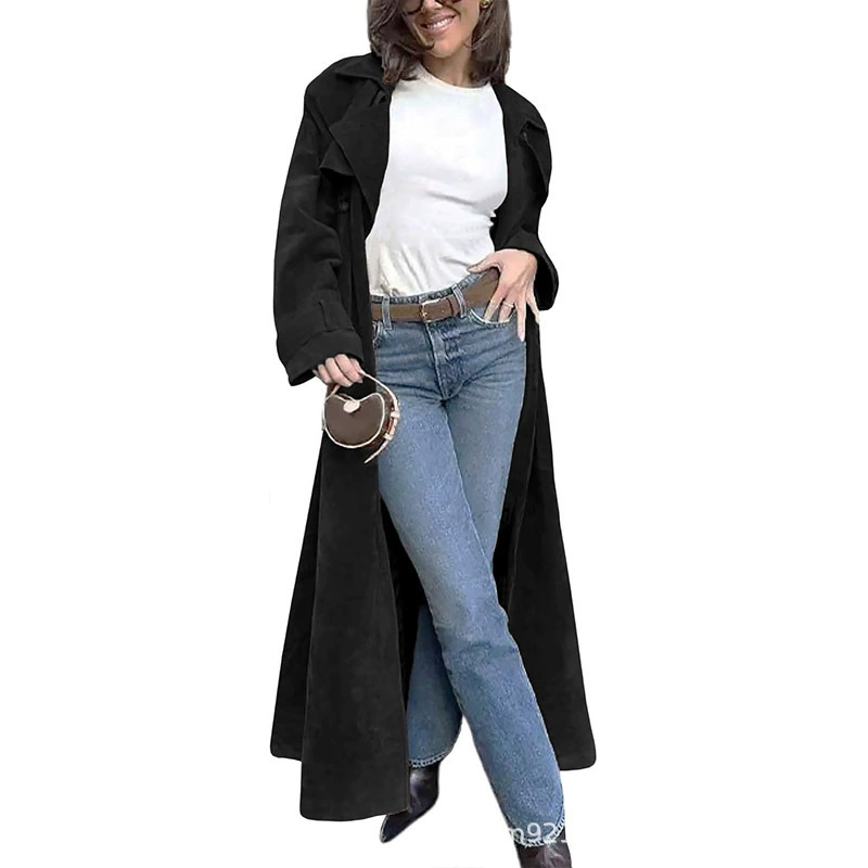 Women's Leopard Print Long Trench Coat