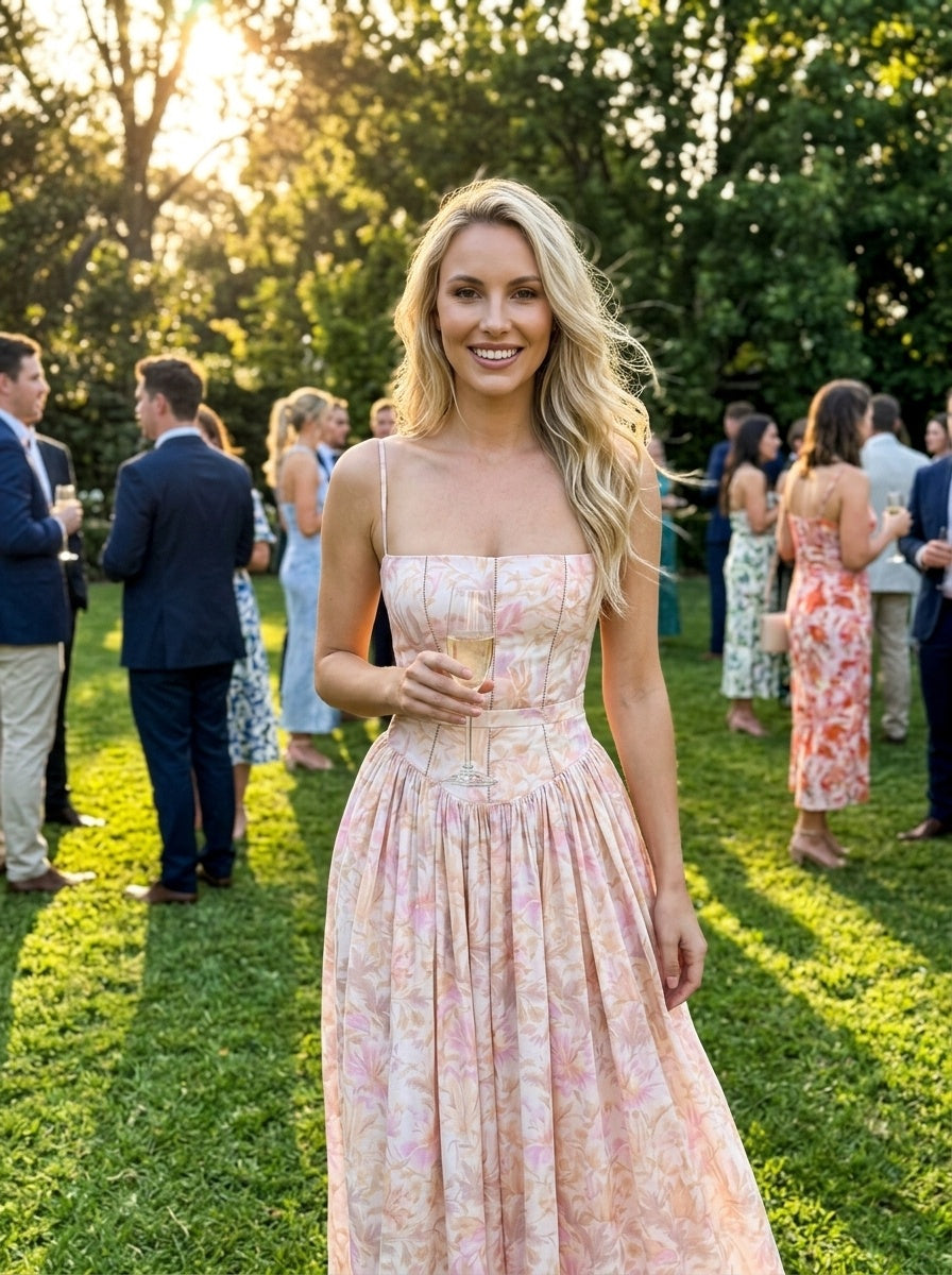 The Florence Floral Corset Maxi Dress Garden Party Customer Review Amari Sydney