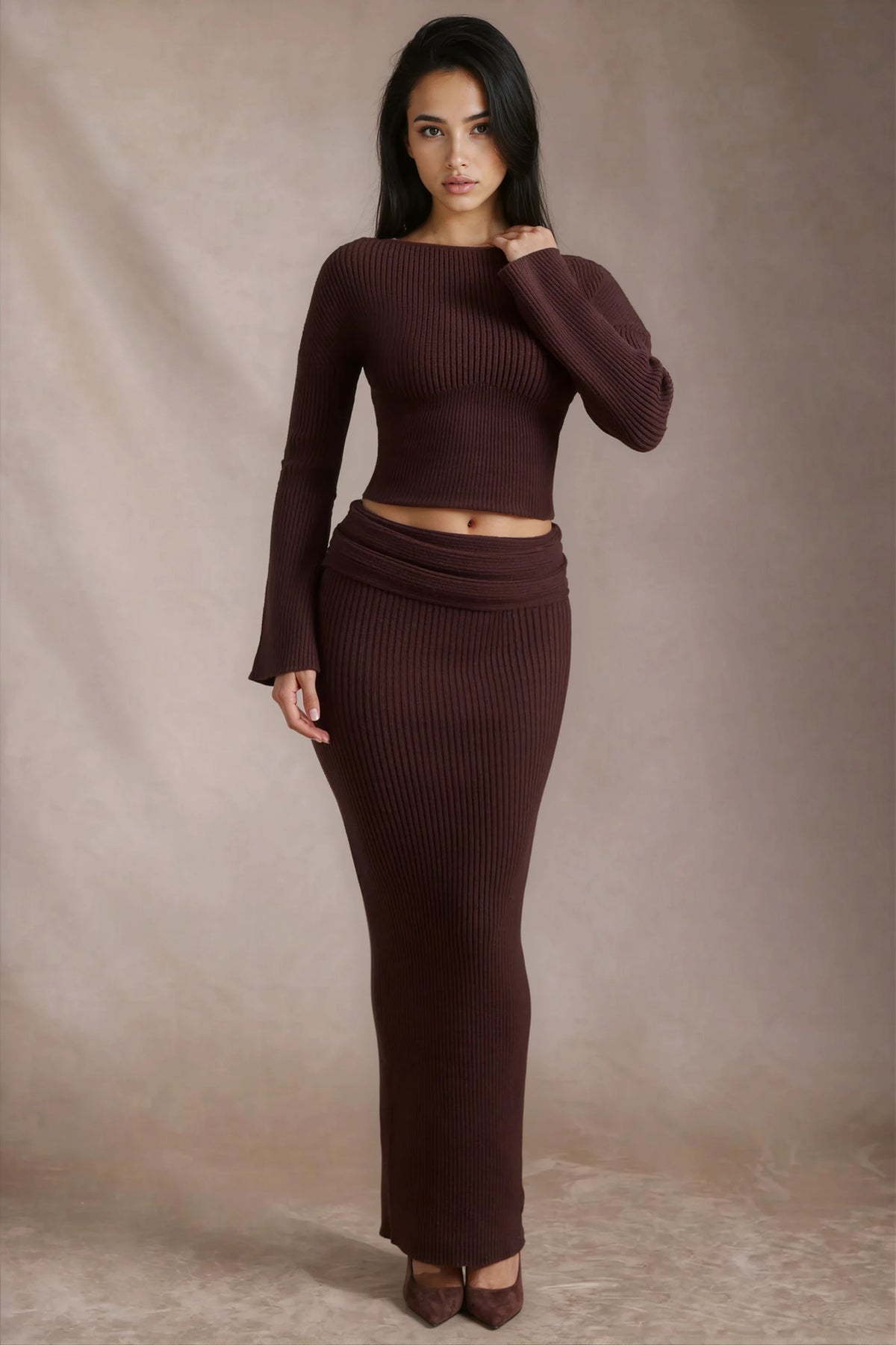 Anise Ribbed Maxi Skirt Set | Amari Sydney