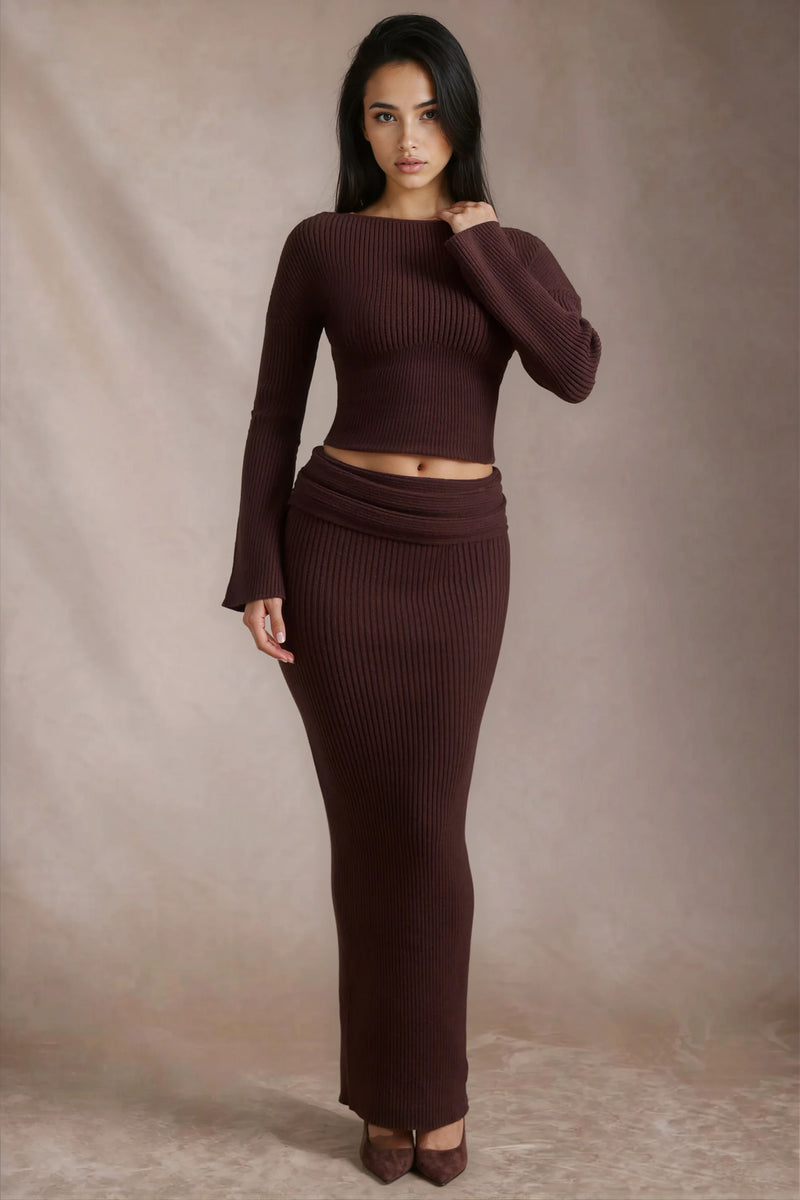 Anise Ribbed Maxi Skirt Set | Amari Sydney