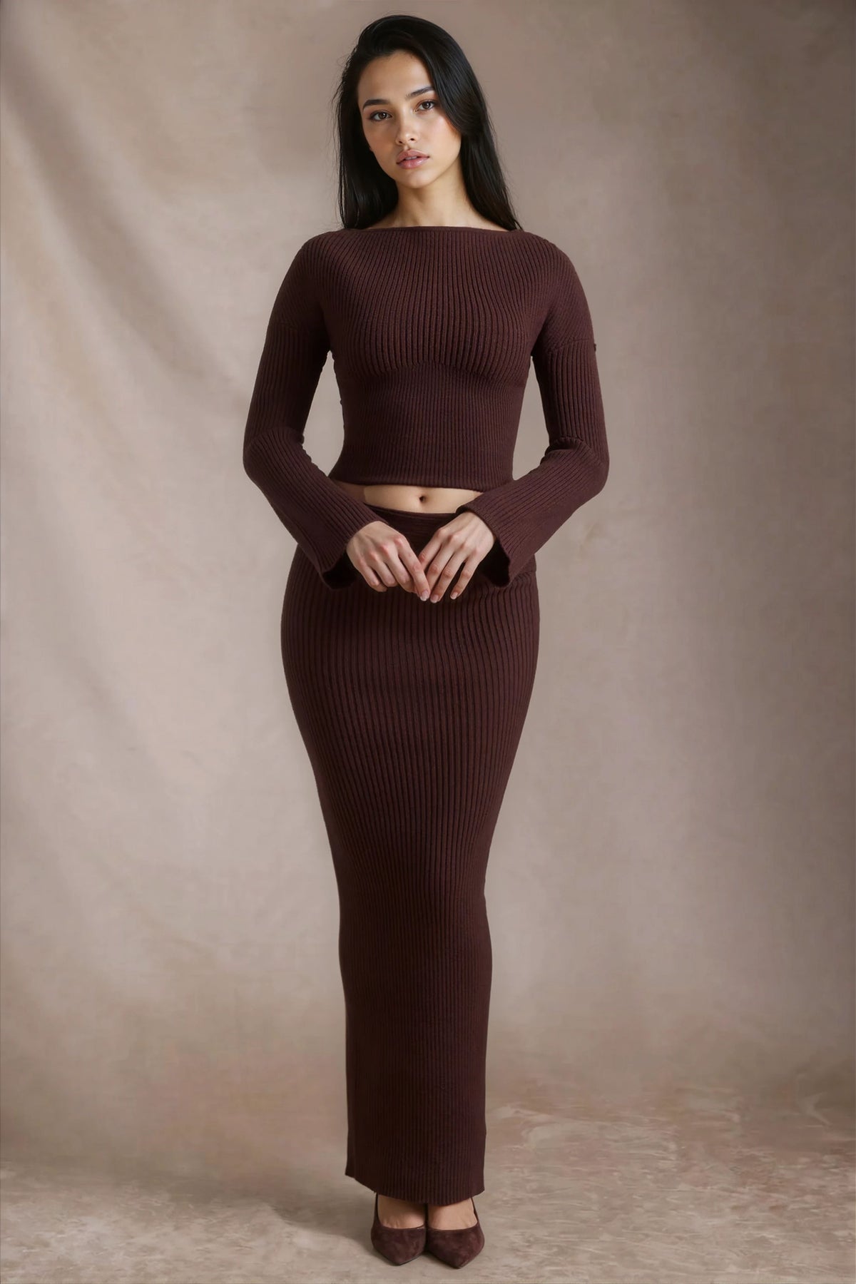 Anise Ribbed Maxi Skirt Set | Amari Sydney