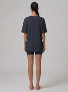 Nova Oversized Crewneck & Biker Shorts Set in Black - Back View | AMARI Sydney