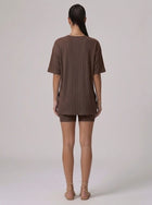 Nova Oversized Crewneck & Biker Shorts Set in Brown - Back View | AMARI Sydney