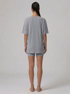 Nova Oversized Crewneck & Biker Shorts Set in Gray - Back View | AMARI Sydney