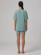 Nova Oversized Crewneck & Biker Shorts Set in Mint Green - Back View | AMARI Sydney