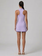 Serena Half-Zip Polo Athletic Tennis Mini Dress in Lilac Purple - Back View | AMARI Sydney