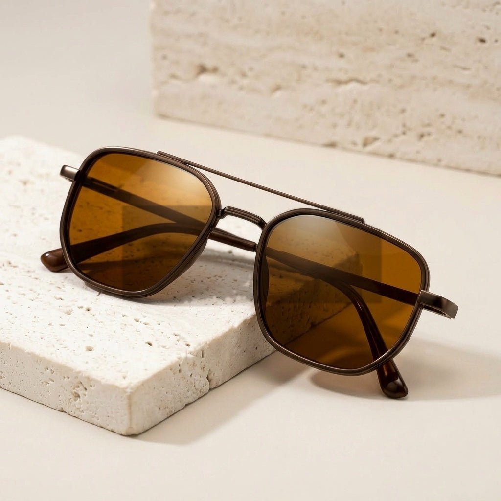 THE AMARI POLARIZED NAVIGATOR SUNGLASSES - Coffee Brown Hero