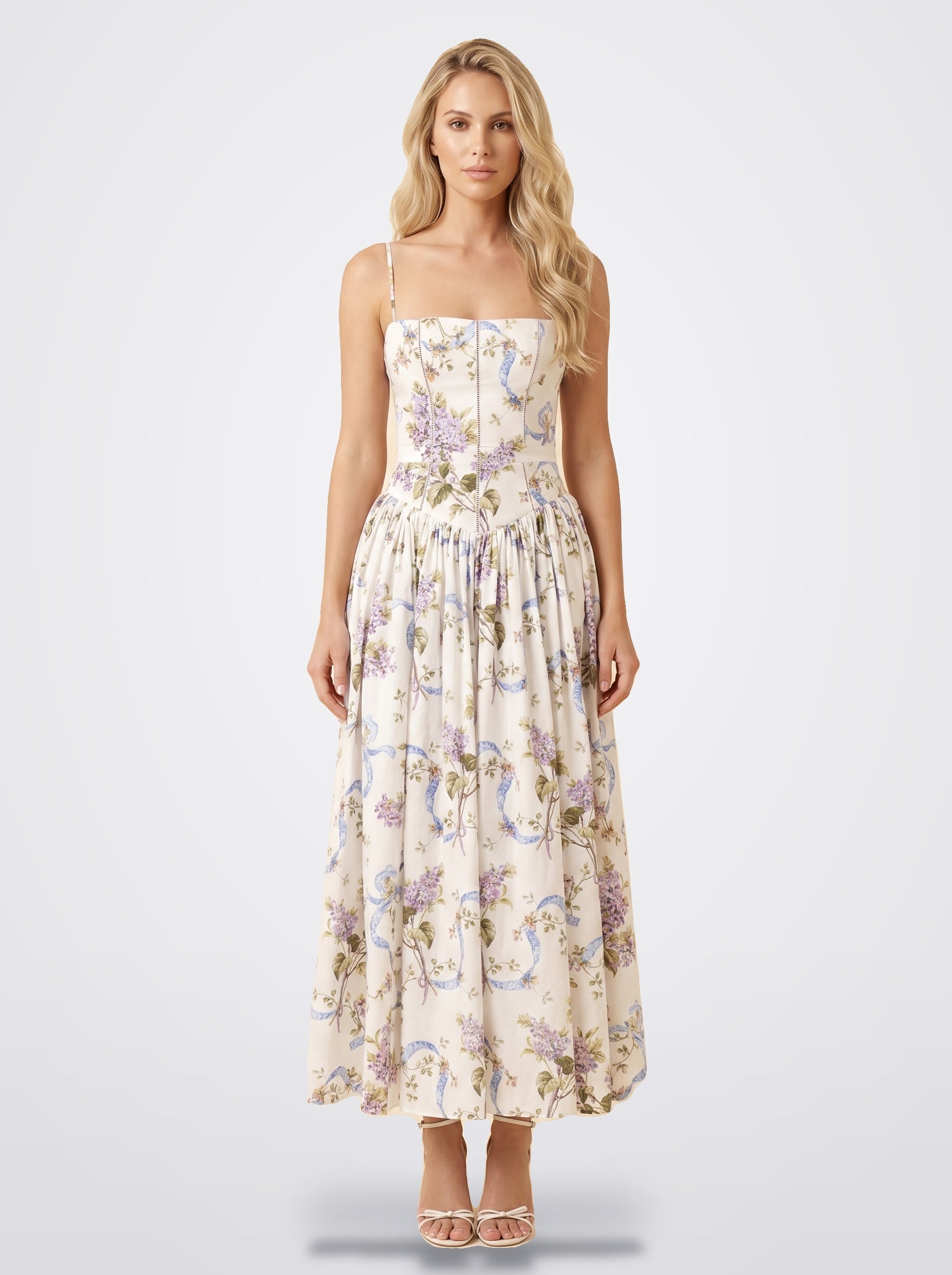 The Florence Floral Corset Maxi Dress in Garden Bloom | Amari Sydney