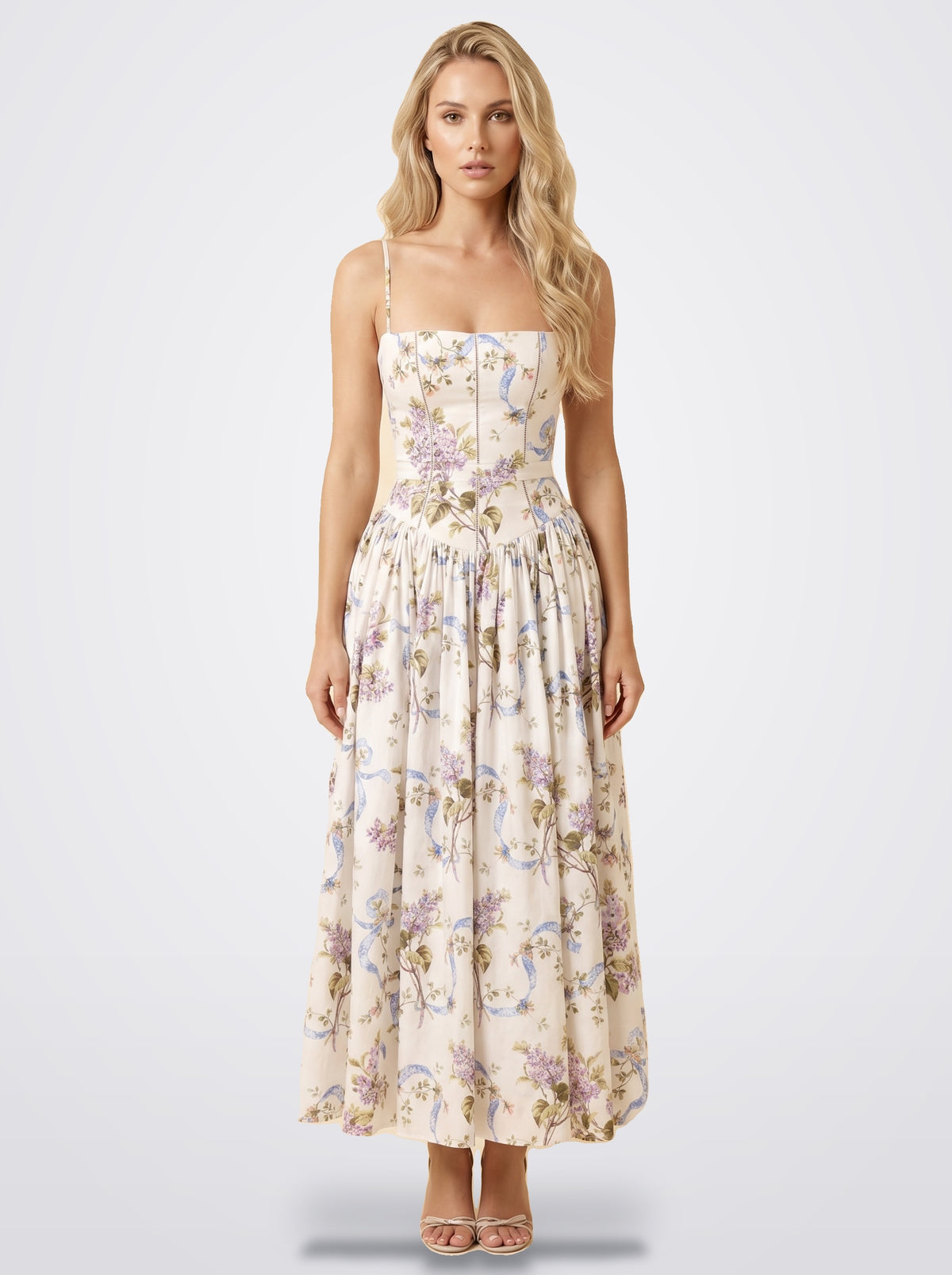 The Florence Floral Corset Maxi Dress in Garden Bloom | Amari Sydney