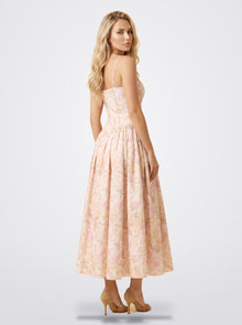The Florence Floral Corset Maxi Dress in Peach Blossom | Amari Sydney