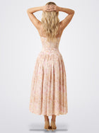The Florence Floral Corset Maxi Dress in Peach Blossom | Amari Sydney