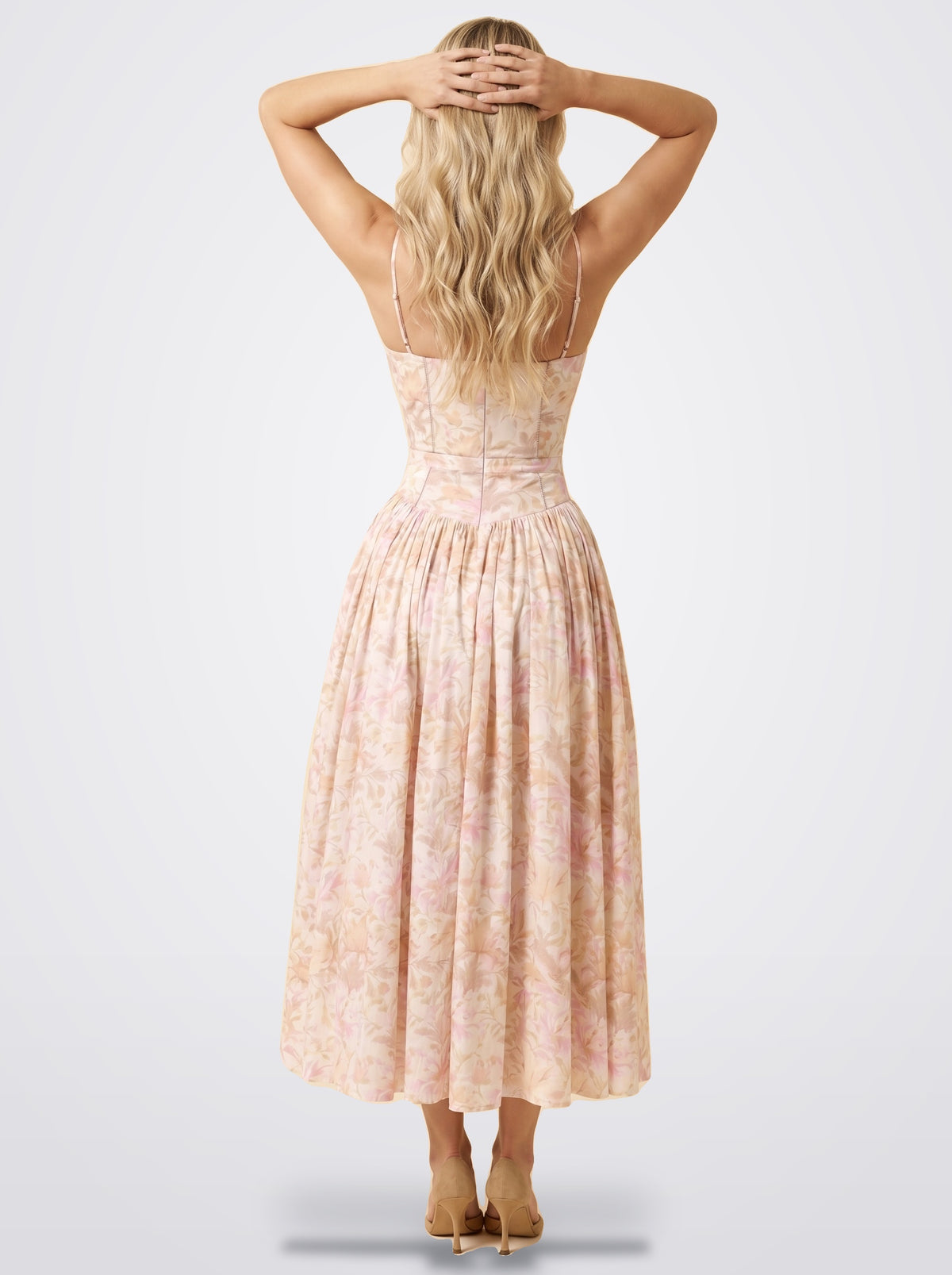 The Florence Floral Corset Maxi Dress in Peach Blossom | Amari Sydney