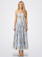 The Florence Floral Corset Maxi Dress in Sky Garden | Amari Sydney