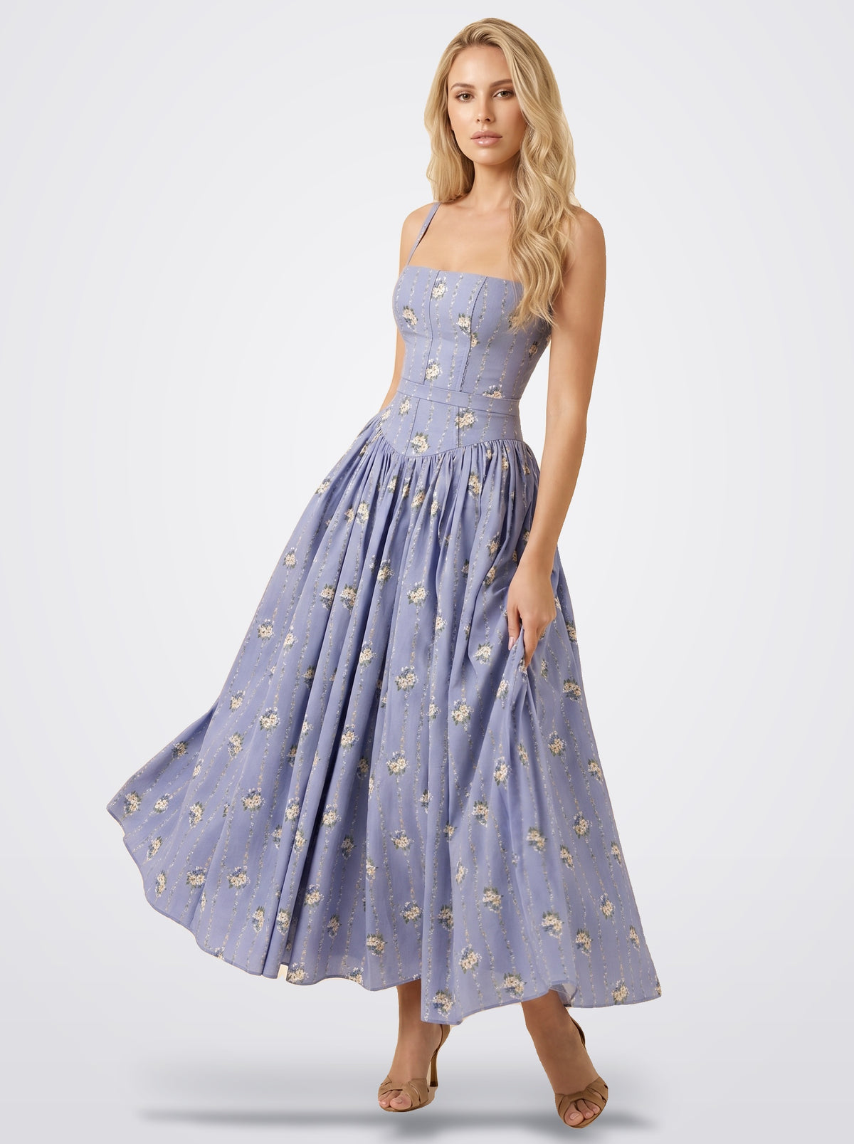 The Florence Floral Corset Maxi Dress in Midnight Floral | Amari Sydney