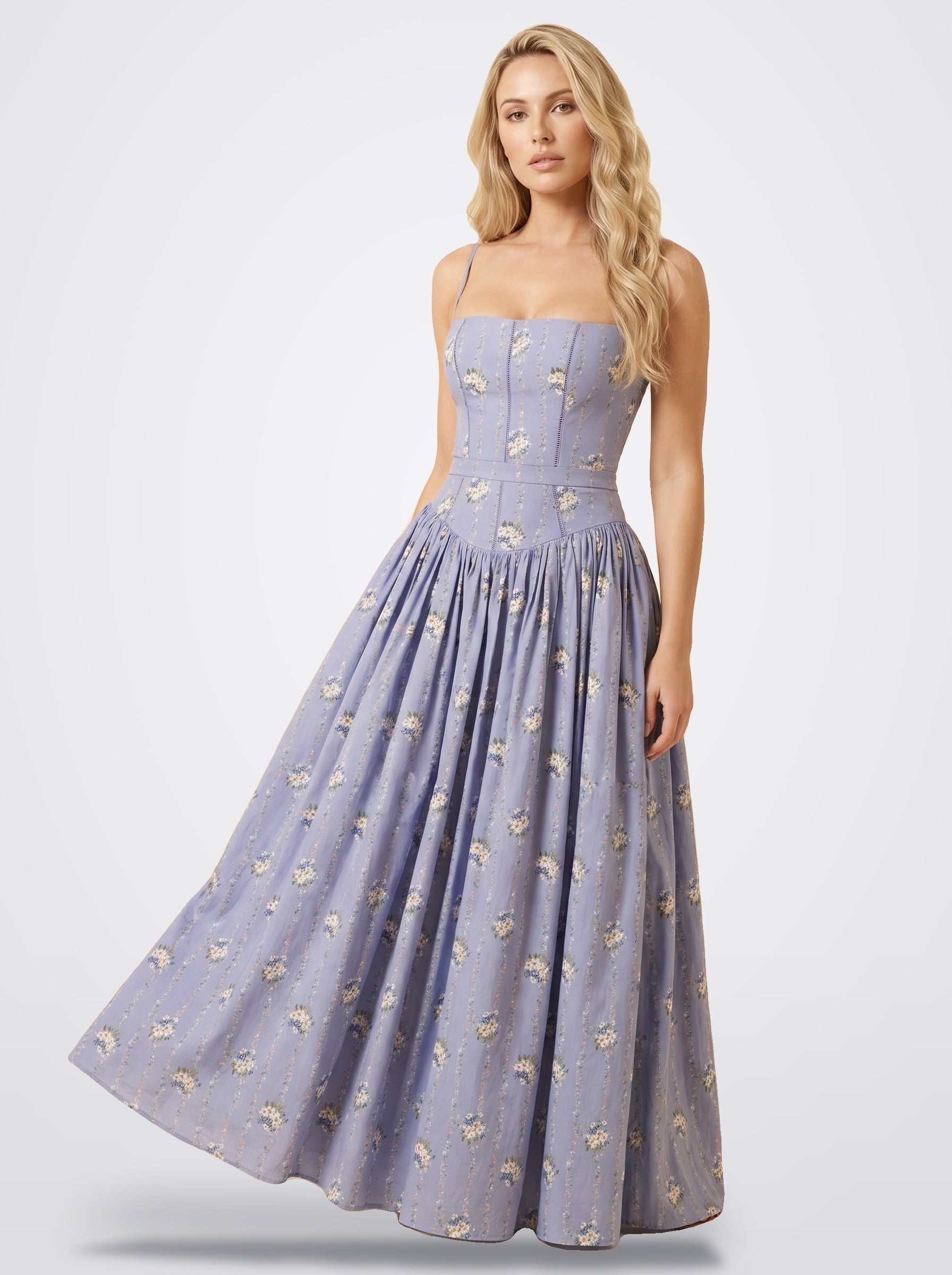 The Florence Floral Corset Maxi Dress in Midnight Floral | Amari Sydney