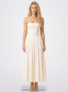 The Florence Floral Corset Maxi Dress in Pearl White | Amari Sydney